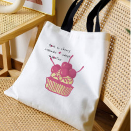 Kersencupcake Valentijn – Handgetekend dessert Tote Bag