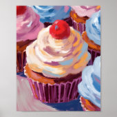 Kersencupcakes Gefeliciteerd Schilderij Poster (Voorkant)