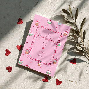 Kersencupcakes & Liefdeshartjes – Valentijns desse Feestdagenkaart