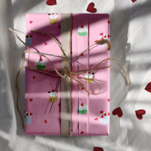 Kersencupcakes & Liefdeshartjes – Valentijns desse Inpakpapier Vel