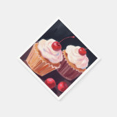 Kersencupcakes | Viering Aquarel Schilderij Servet (Hoek)