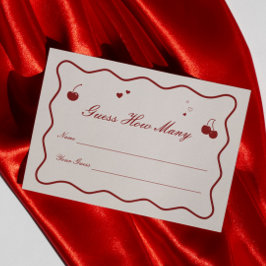 Kersenfeestje Shower Raad Hoeveel spel  Informatiekaartje