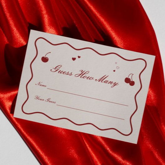 Kersenfeestje Shower Raad Hoeveel spel  Informatiekaartje