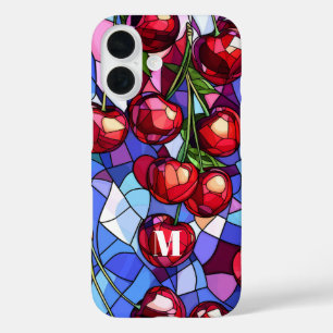 Kersenfruit Glas in lood monogram iPhone 16 Hoesje