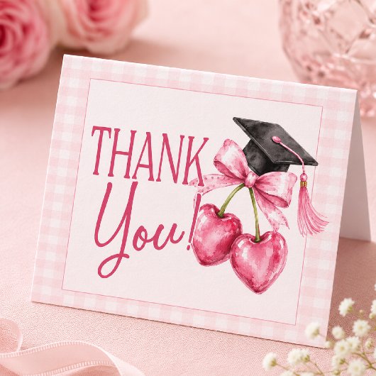 Kersengegradueerde servetten, Roze Coquette Bedankkaart