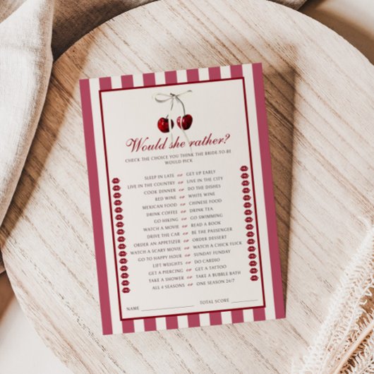 Kersengestreept Vrijgezellenfeest zou ze liever Ka Kaart