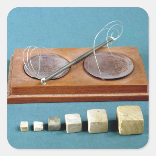 Kersengewichten en koperbalans, Mohenjodaro, 230 Vierkante Sticker (Voorkant)