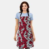 Kersengotische Schedelpatroonprint Schort (Gedragen)