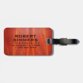 Kersenhout textuur aangepaste monogram. bagagelabel (Achterkant horizontaal)