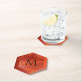 Kersenhout textuur aangepaste monogram. kartonnen onderzetters (Insitu)