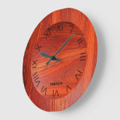 Kersenhout textuur op maat gemaakt monogram grote klok (Hoek)