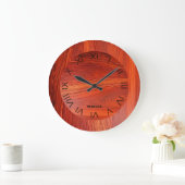 Kersenhout textuur op maat gemaakt monogram grote klok (Huis)