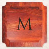 Kersenhout textuur op maat gemaakt monogram. kartonnen onderzetters (Voorkant)