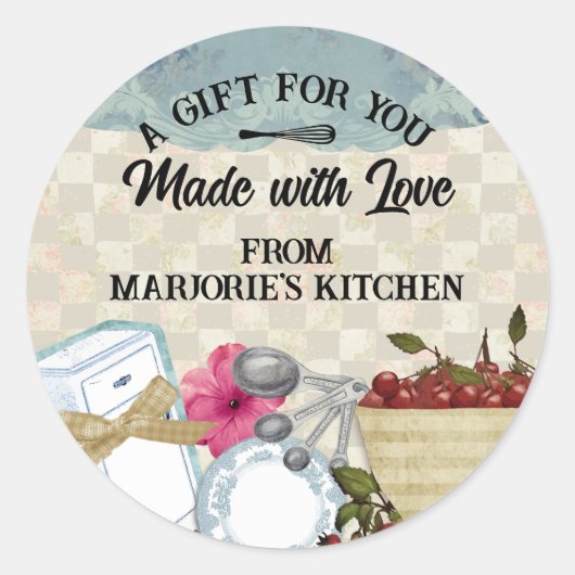  kersenijsbak uit de keuken van het bakken ronde sticker (Voorkant)