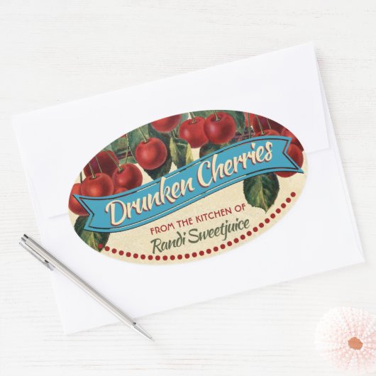 kersenjam bewaart huisconservenlabel ovale sticker (Envelop)