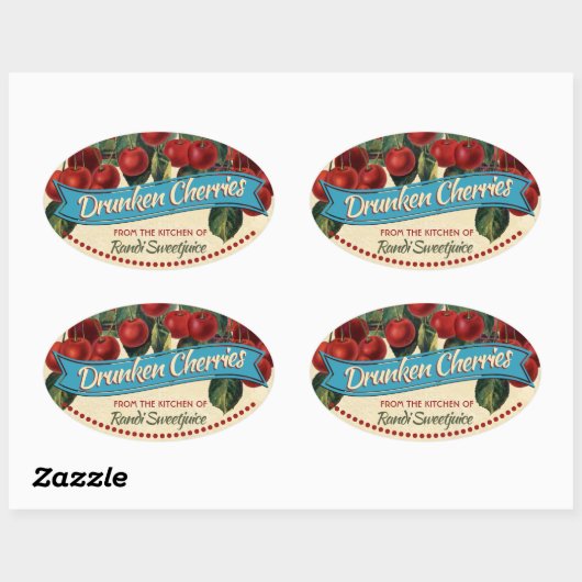  kersenjam bewaart huisconservenlabel ovale sticker (Vel)