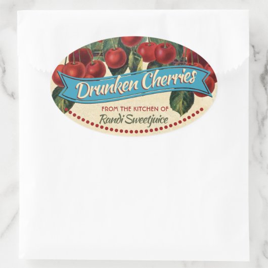  kersenjam bewaart huisconservenlabel ovale sticker (Tas)