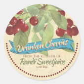  kersenjam bewaart huisconservenlabel ronde sticker (Voorkant)