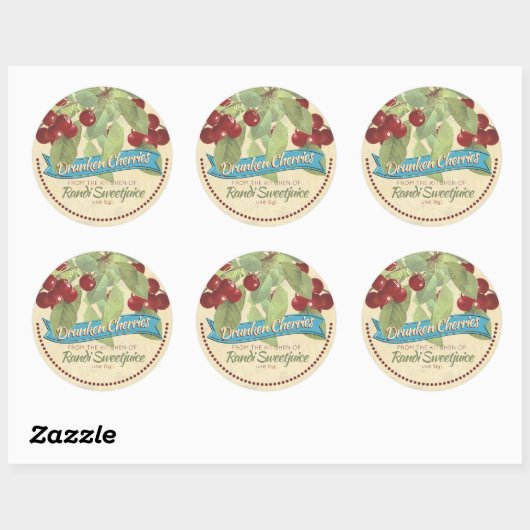  kersenjam bewaart huisconservenlabel ronde sticker (Vel)