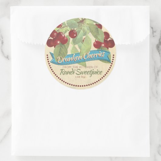  kersenjam bewaart huisconservenlabel ronde sticker (Tas)