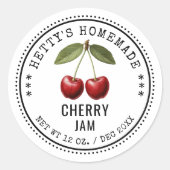 Kersenjam inblikken sticker met  kersen (Voorkant)