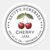 Kersenjam inblikken sticker met  kersen (Voorkant)