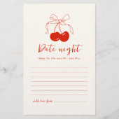 Kersenkaart voor bruids-shower date night briefpapier (Voorkant)