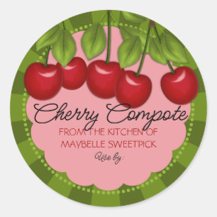 kersenkersen fruitconservenindustrie op maat ronde sticker