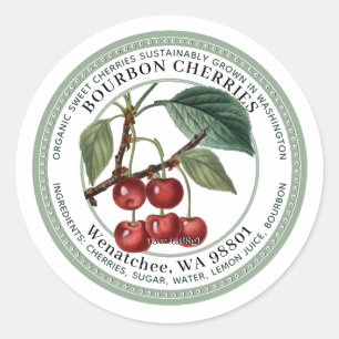 Kersenlabel Bourbon met kerrie Ronde Sticker