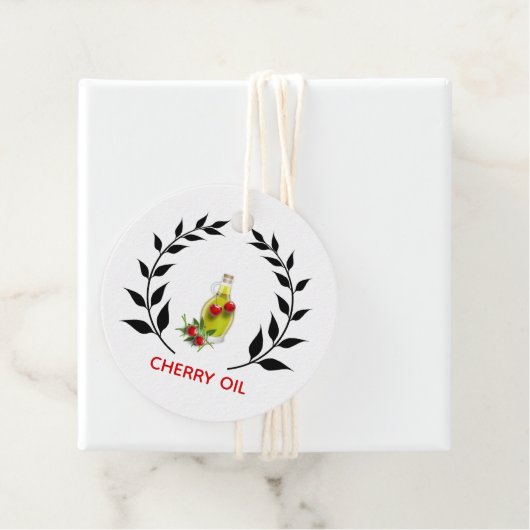 Kersenoliefles zelfgemaakte kookproducten bedankjes labels (In situ)