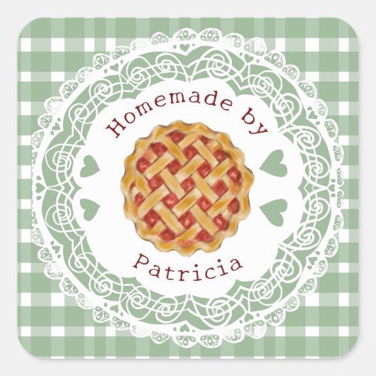 Kersenpastei Meesterbakker Vierkante Sticker (Voorkant)