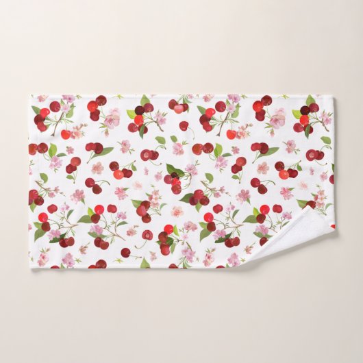 Kersenpatroon 1 bad handdoek (Handdoek)