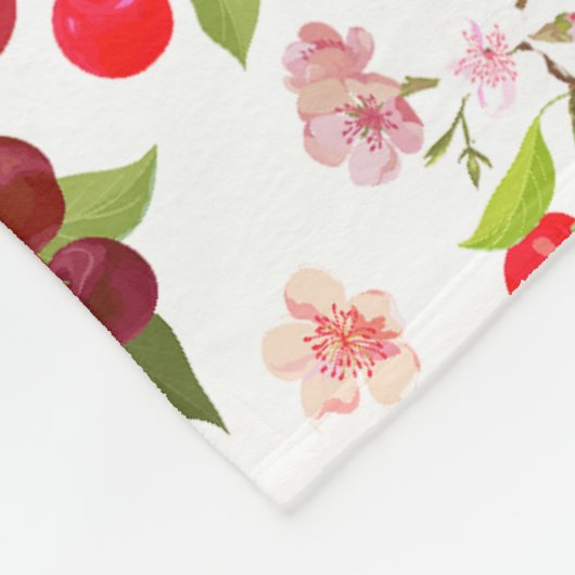 Kersenpatroon 1 fleece deken (Hoek)