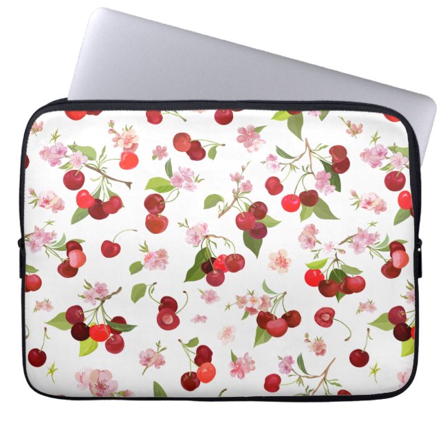 Kersenpatroon 1 laptop sleeve (Voorkant)