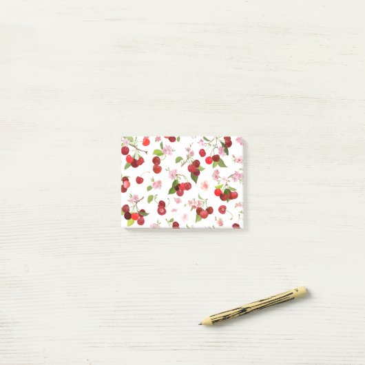 Kersenpatroon 1 post-it® notes (Op bureau)
