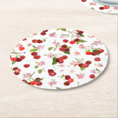 Kersenpatroon 1 ronde kartonnen onderzetter (Gebogen)