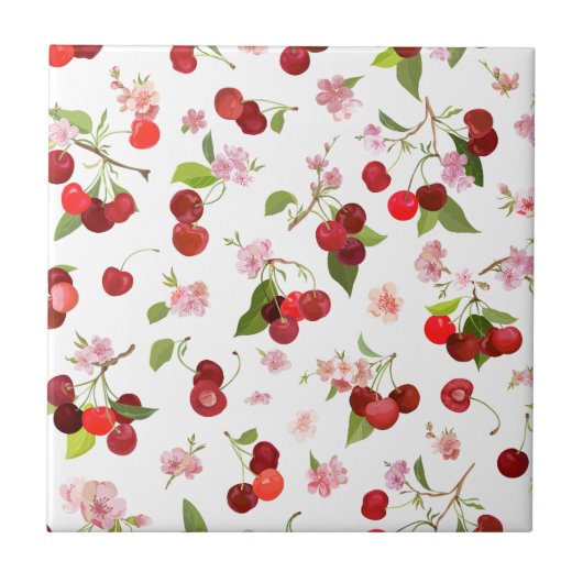 Kersenpatroon 1 tegeltje (Voorkant)