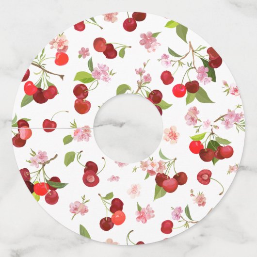 Kersenpatroon 1 wijnglaslabel (Voorkant)