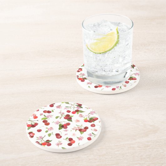 Kersenpatroon 1 zandsteen onderzetter (Zijkant)