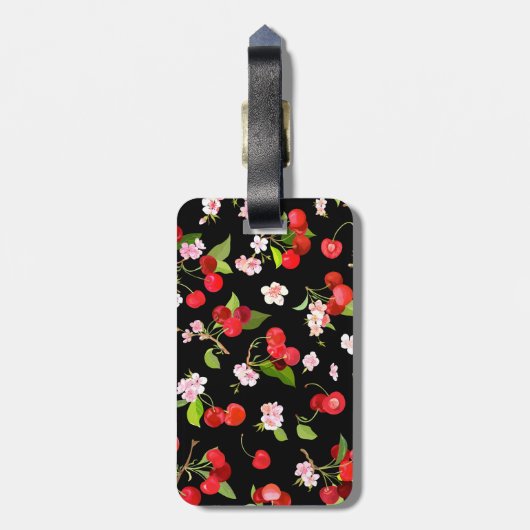 Kersenpatroon 2 bagagelabel (Achterkant verticaal)
