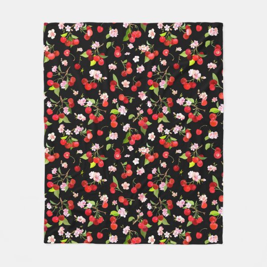Kersenpatroon 2 fleece deken (Voorkant)