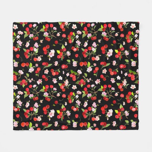 Kersenpatroon 2 fleece deken (Voorkant (Horizontaal))