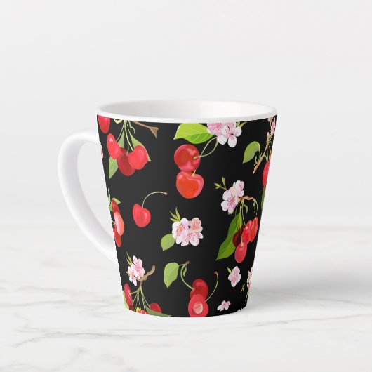 Kersenpatroon 2 latte mok (Linkerhoek)