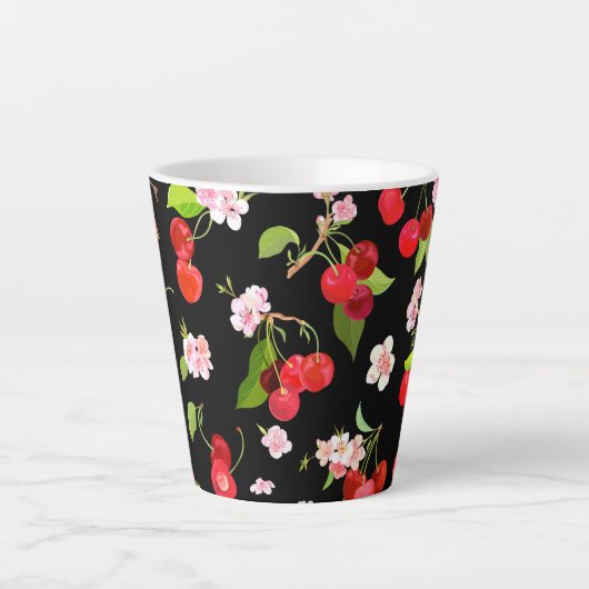 Kersenpatroon 2 latte mok (Voorkant)