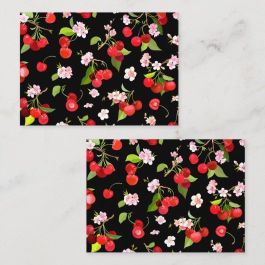 Kersenpatroon 2 notitiekaartje (Voorkant / Achterkant)