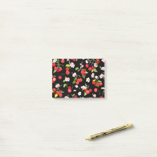 Kersenpatroon 2 post-it® notes (Op bureau)