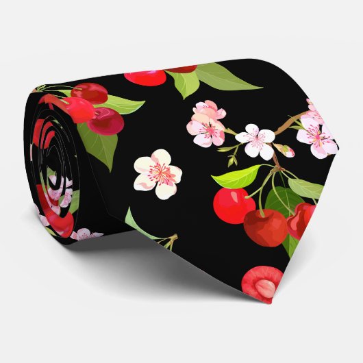 Kersenpatroon 2 stropdas (Opgerold)