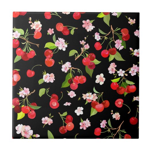 Kersenpatroon 2 tegeltje (Voorkant)
