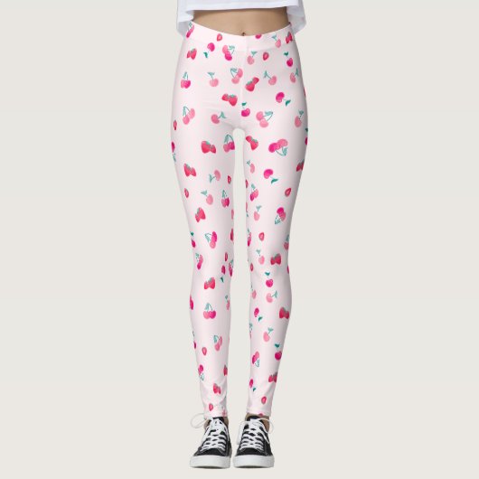 Kersenpatroon, aardbeienpatroon leggings (Voorkant)