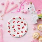 kersenpatroon levendige kleur papieren bordje (Feest)